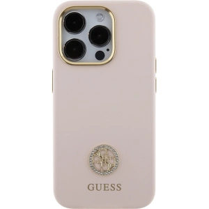 Etui Guess GUHCP15LM4DGPP iPhone 15 Pro jasnoróżowy/pink hardcase Silicone Logo Strass 4G