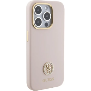 Etui Guess GUHCP15LM4DGPP iPhone 15 Pro jasnoróżowy/pink hardcase Silicone Logo Strass 4G