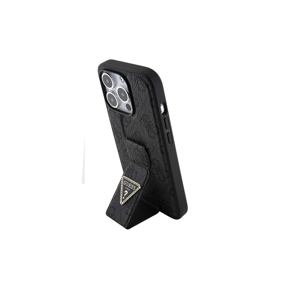 Etui Guess GUHCP15LPGS4TDK iPhone 15 Pro czarny/black hardcase Grip Stand 4G Triangle Strass