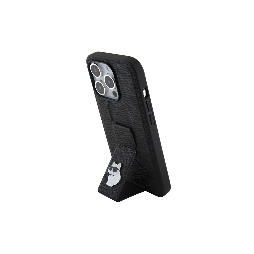 Etui Karl Lagerfeld KLHCP15LGSACHPK iPhone 15 Pro czarny/black hardcase Gripstand Saffiano Choupette Pins