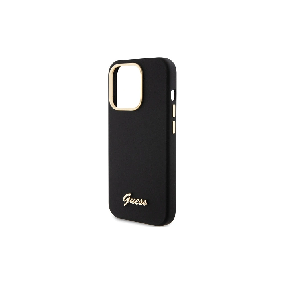 Etui Guess GUHCP15LSMBSLK iPhone 15 Pro czarny/black hardcase Silicone Script Metal Logo & Frame