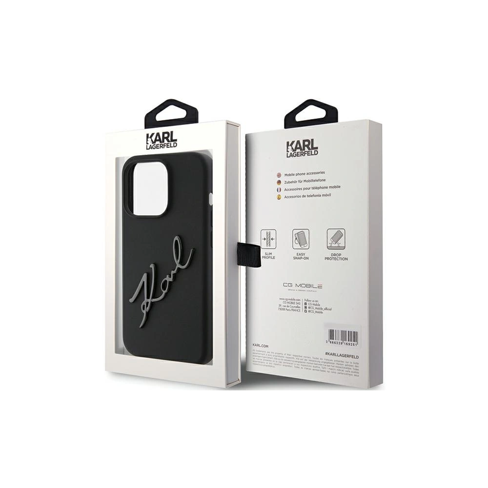 Etui Karl Lagerfeld KLHCP15LSKSBMCK iPhone 15 Pro czarny/black hardcase Silicone Etui Karl Script