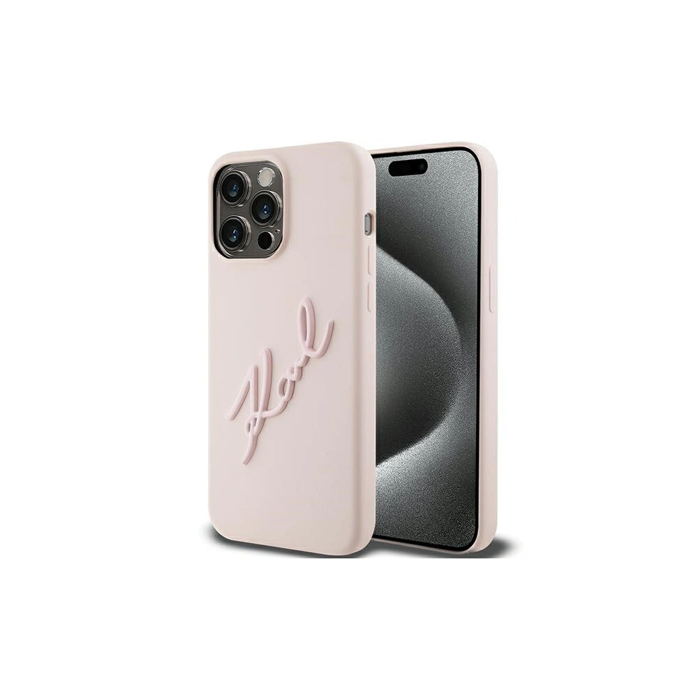 Etui Karl Lagerfeld KLHCP15LSKSBMCP iPhone 15 Pro różowy/pink hardcase Silicone Etui Karl Script
