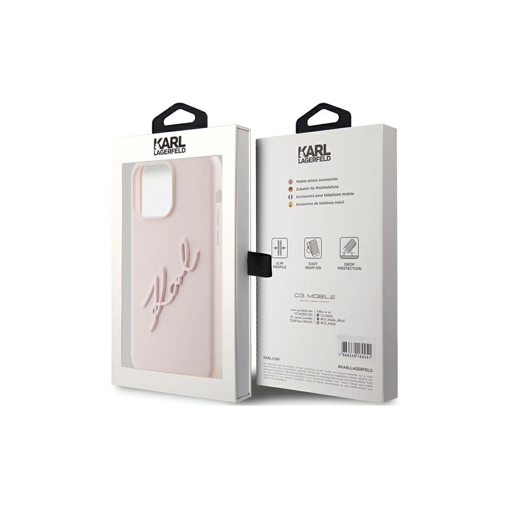 Etui Karl Lagerfeld KLHCP15LSKSBMCP iPhone 15 Pro różowy/pink hardcase Silicone Etui Karl Script