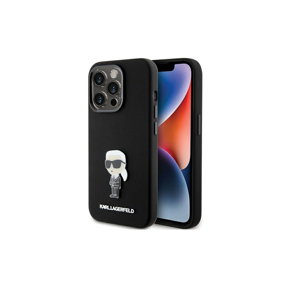 Etui Karl Lagerfeld KLHCP15LSMHKNPK iPhone 15 Pro czarny/black Silicone Ikonik Metal Pin