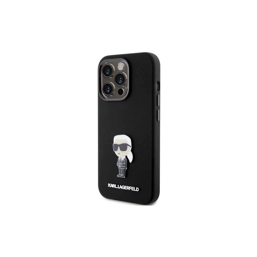 Etui Karl Lagerfeld KLHCP15LSMHKNPK iPhone 15 Pro czarny/black Silicone Ikonik Metal Pin