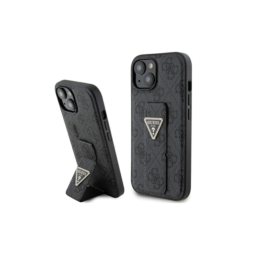 Etui Guess GUHCP15SPGS4TDK iPhone 15 czarny/black hardcase Grip Stand 4G Triangle Strass