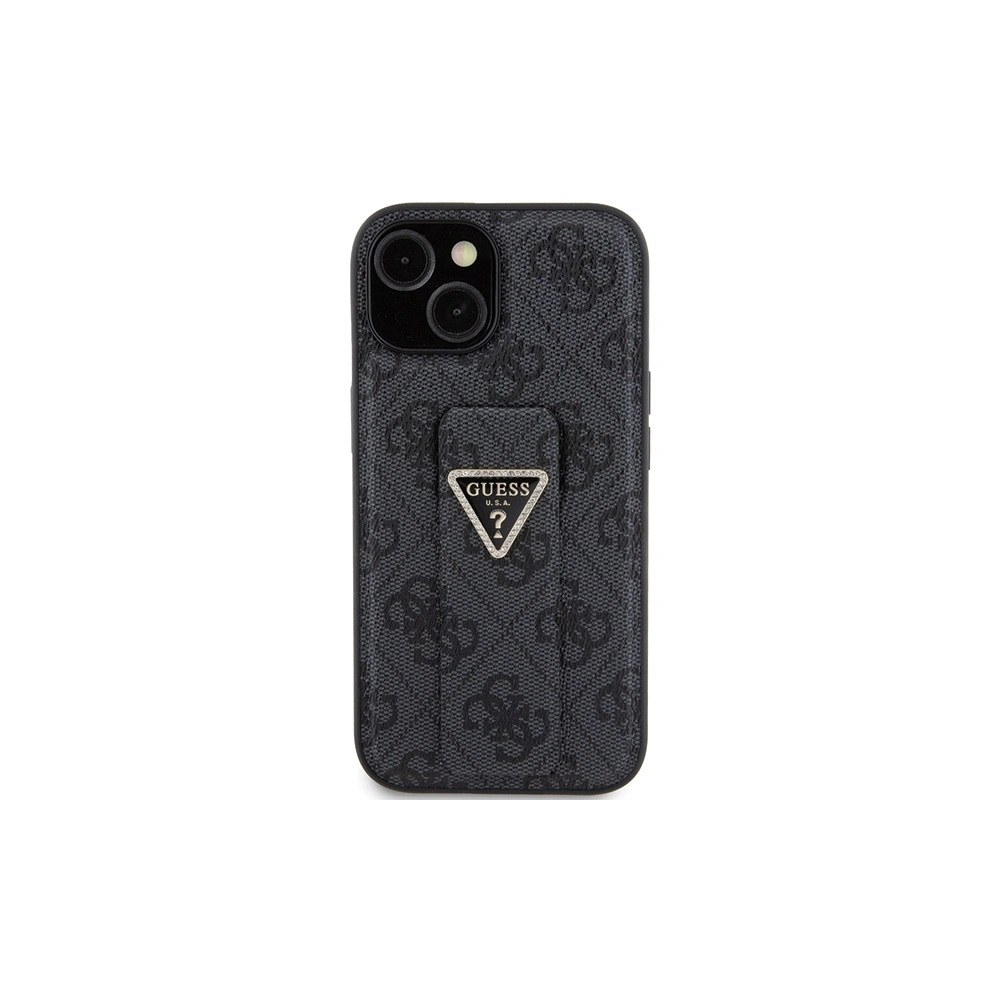 Etui Guess GUHCP15SPGS4TDK iPhone 15 czarny/black hardcase Grip Stand 4G Triangle Strass