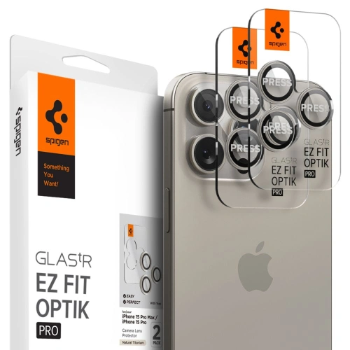 Kup Oslnění aparátu Spigen Optik.tr EZ Fit Camera Protector 2-pack iPhone 14 Pro / Pro Max / 15 Pro / Pro Max Přírodní titan - SPN3201 - {ean13} - Sklep Home Screen
