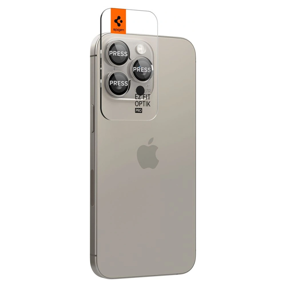 Osłona Aparatu Spigen Optik.tr EZ Fit Camera Protector 2-pack iPhone 14 Pro / Pro Max / 15 Pro / Pro Max Natural Titanium