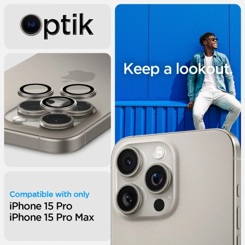 Buy Spigen Optik.TR EZ Fit Camera Protector iPhone 14 Pro / Pro Max / 15 Pro / Pro Max Natural Titanium (2 Pack) - SPN3201 - {ean13} - Home Screen Store Europe
