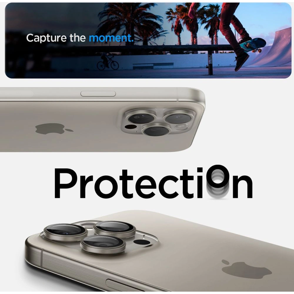 Osłona Aparatu Spigen Optik.tr EZ Fit Camera Protector 2-pack iPhone 14 Pro / Pro Max / 15 Pro / Pro Max Natural Titanium