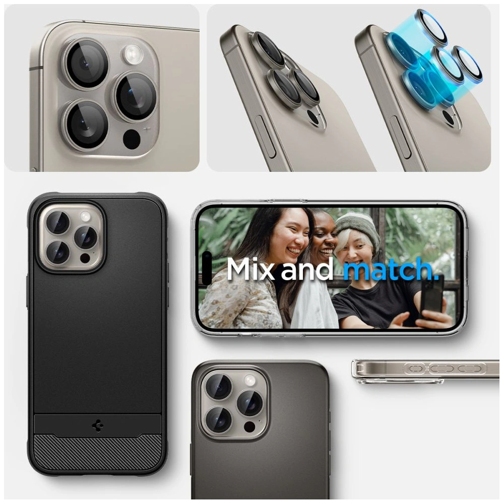 Osłona Aparatu Spigen Optik.tr EZ Fit Camera Protector 2-pack iPhone 14 Pro / Pro Max / 15 Pro / Pro Max Natural Titanium