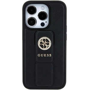 Etui Guess GUHCP15SPGSSADK iPhone 15 czarny/black hardcase Grip Stand 4G Saffiano Strass
