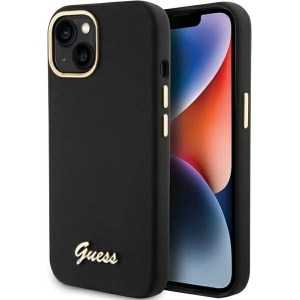 Etui Guess GUHCP15SSMBSLK iPhone 15 czarny/black hardcase Silicone Script Metal Logo & Frame