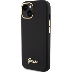 Etui Guess GUHCP15SSMBSLK iPhone 15 czarny/black hardcase Silicone Script Metal Logo & Frame