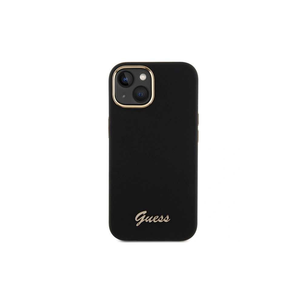 Etui Guess GUHCP15SSMBSLK iPhone 15 czarny/black hardcase Silicone Script Metal Logo & Frame