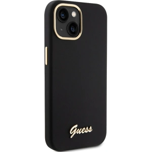 Etui Guess GUHCP15SSMBSLK iPhone 15 czarny/black hardcase Silicone Script Metal Logo & Frame