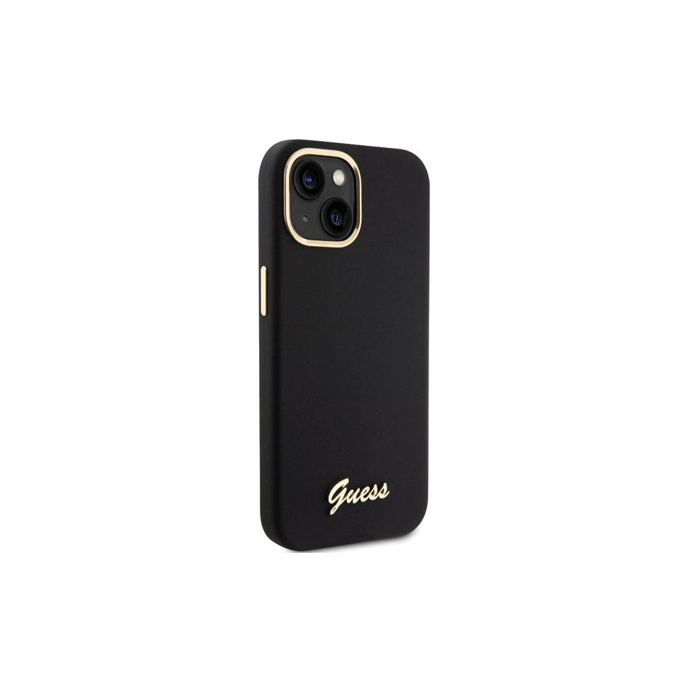 Etui Guess GUHCP15SSMBSLK iPhone 15 czarny/black hardcase Silicone Script Metal Logo & Frame