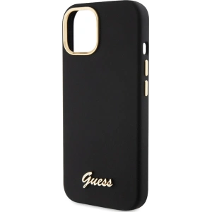 Etui Guess GUHCP15SSMBSLK iPhone 15 czarny/black hardcase Silicone Script Metal Logo & Frame