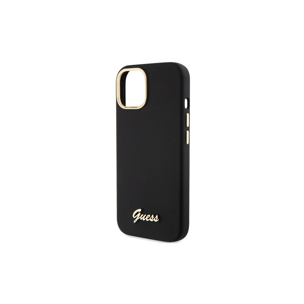 Etui Guess GUHCP15SSMBSLK iPhone 15 czarny/black hardcase Silicone Script Metal Logo & Frame