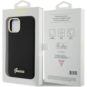 Etui Guess GUHCP15SSMBSLK iPhone 15 czarny/black hardcase Silicone Script Metal Logo & Frame