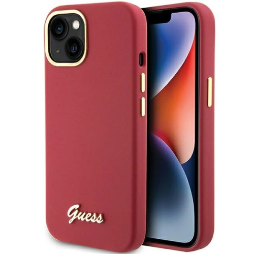 Kup Case Guess GUHCP15SSMBSLM iPhone 15 magenta Hardcase Silikon Schrift Metall-Logo & Rahmen - GUE3022 - {ean13} - Sklep Home Screen