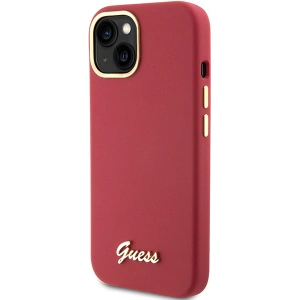 Etui Guess GUHCP15SSMBSLM iPhone 15 magenta hardcase Silicone Script Metal Logo & Frame