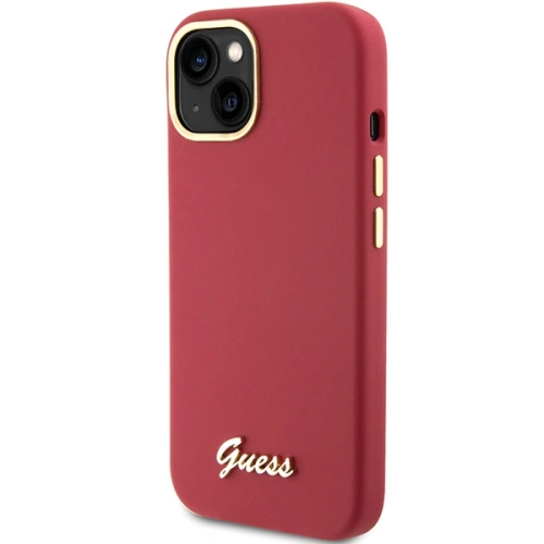 Kup Guess Caz GUHCP15SSMBSLM iPhone 15 magenta hardcase Silicon Script Metal Logo & Frame - GUE3022 - {ean13} - Sklep Home Screen