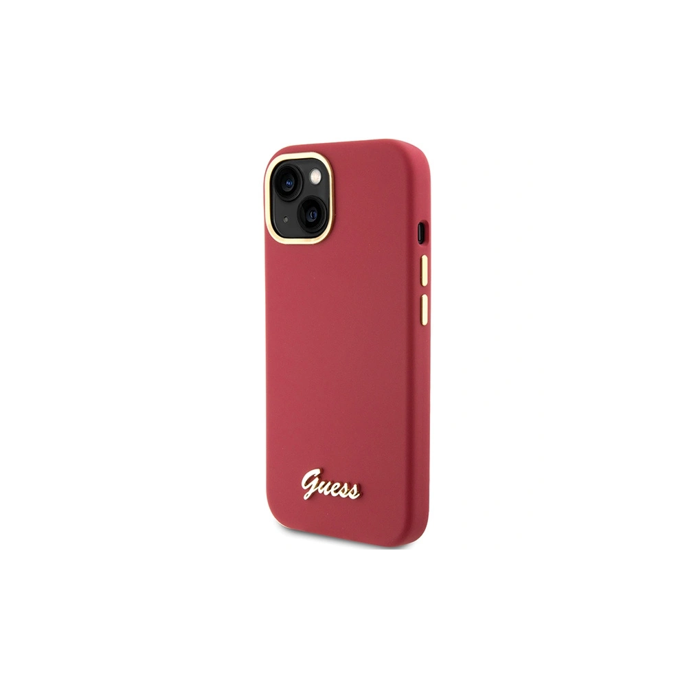 Etui Guess GUHCP15SSMBSLM iPhone 15 magenta hardcase Silicone Script Metal Logo & Frame