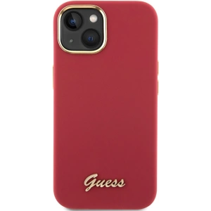 Etui Guess GUHCP15SSMBSLM iPhone 15 magenta hardcase Silicone Script Metal Logo & Frame