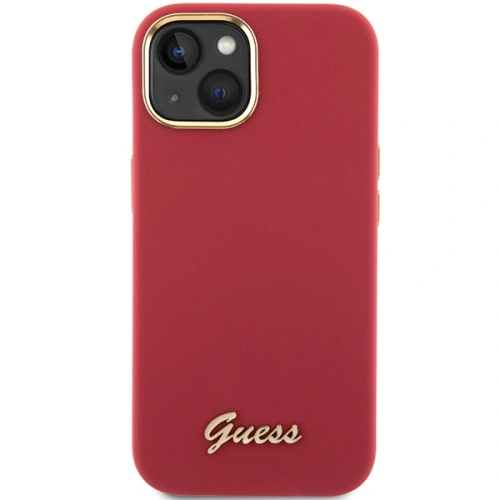 Kup Guess Caz GUHCP15SSMBSLM iPhone 15 magenta hardcase Silicon Script Metal Logo & Frame - GUE3022 - {ean13} - Sklep Home Screen
