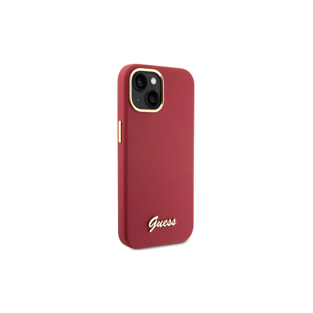 Etui Guess GUHCP15SSMBSLM iPhone 15 magenta hardcase Silicone Script Metal Logo & Frame