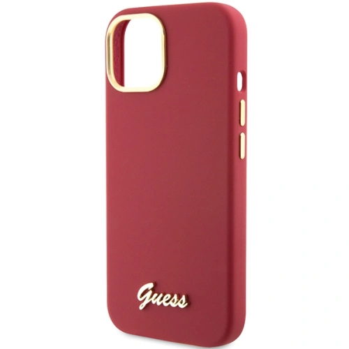 Kup Guess Caz GUHCP15SSMBSLM iPhone 15 magenta hardcase Silicon Script Metal Logo & Frame - GUE3022 - {ean13} - Sklep Home Screen