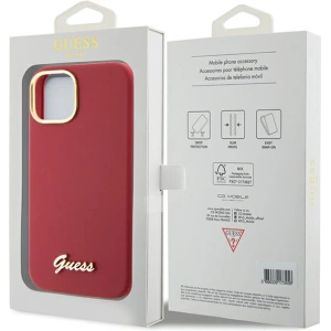 Etui Guess GUHCP15SSMBSLM iPhone 15 magenta hardcase Silicone Script Metal Logo & Frame