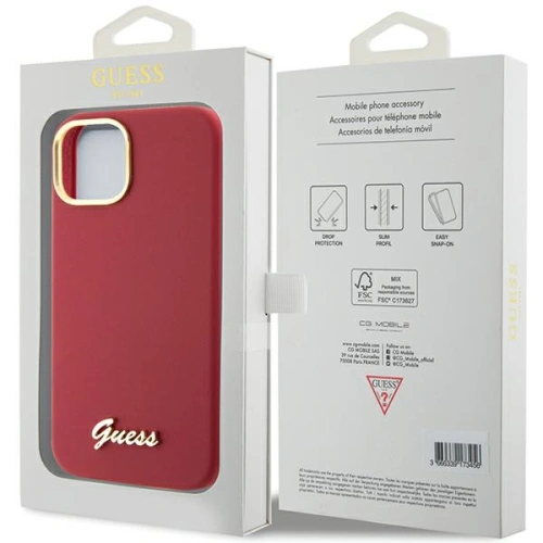 Kup Guess Caz GUHCP15SSMBSLM iPhone 15 magenta hardcase Silicon Script Metal Logo & Frame - GUE3022 - {ean13} - Sklep Home Screen