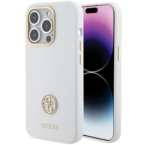 Kup Etui Guess GUHCP15XM4DGPH iPhone 15 Pro Max bílý/white hardcase Silicone Logo Strass 4G - GUE3023 - {ean13} - Sklep Home Screen