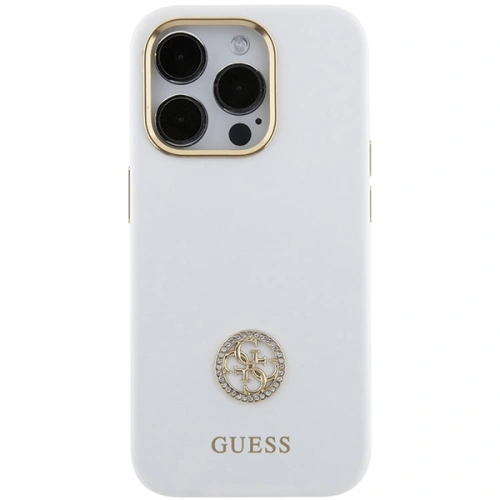 Kup Etui Guess GUHCP15XM4DGPH iPhone 15 Pro Max bílý/white hardcase Silicone Logo Strass 4G - GUE3023 - {ean13} - Sklep Home Screen