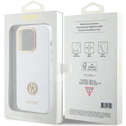 Kup Case Guess GUHCP15XM4DGPH iPhone 15 Pro Max weiß/white hardcase Silikon Logo Strass 4G - GUE3023 - {ean13} - Sklep Home Screen
