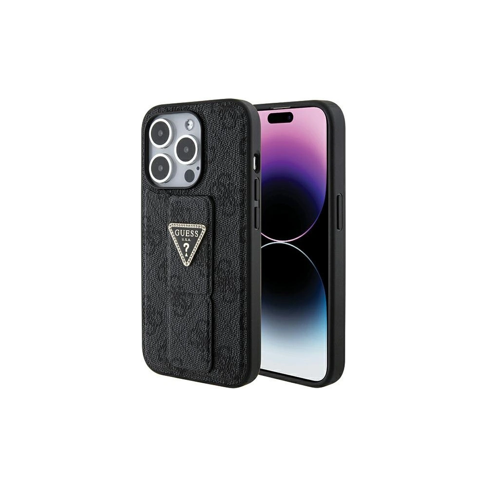 Etui Guess GUHCP15XPGS4TDK iPhone 15 Pro Max czarny/black hardcase Grip Stand 4G Triangle Strass
