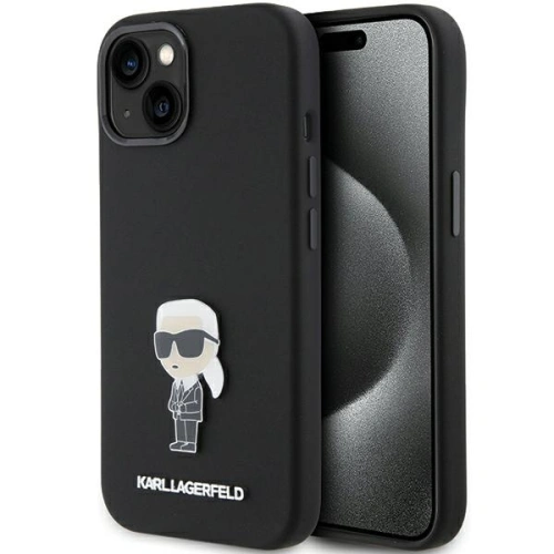 Kup Etui Karl Lagerfeld KLHCP15MSMHKNPK iPhone 15 Plus fekete/szürke Szilikon Ikonik Metal Pin - KLD1798 - {ean13} - Sklep Home Screen