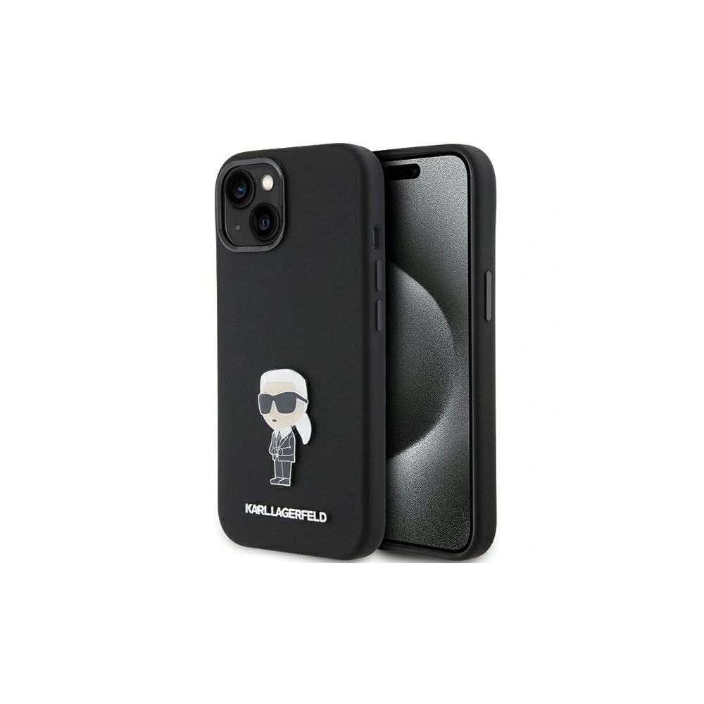 Etui Karl Lagerfeld KLHCP15MSMHKNPK iPhone 15 Plus czarny/black Silicone Ikonik Metal Pin