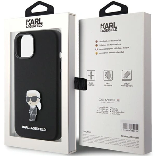 Kup Etui Karl Lagerfeld KLHCP15MSMHKNPK iPhone 15 Plus fekete/szürke Szilikon Ikonik Metal Pin - KLD1798 - {ean13} - Sklep Home Screen