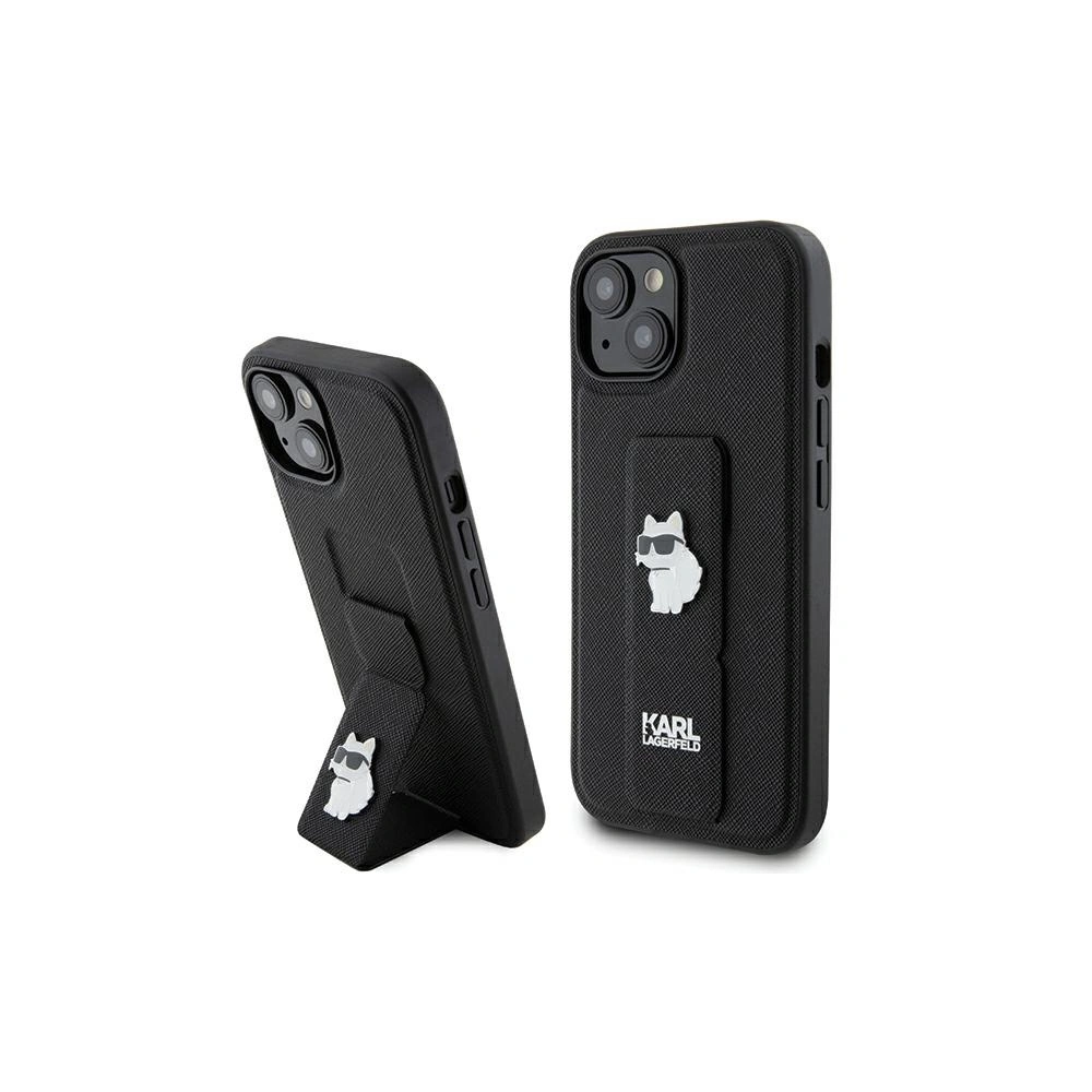 Etui Karl Lagerfeld KLHCP15SGSACHPK iPhone 15 czarny/black hardcase Gripstand Saffiano Choupette Pins