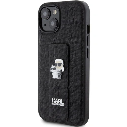 Kup Karl Lagerfeld Husă KLHCP15SGSAKCPK iPhone 15 negru/negru husă Gripstand Saffiano Etui Karl&Choupette Pins - KLD1800 - {ean13} - Sklep Home Screen