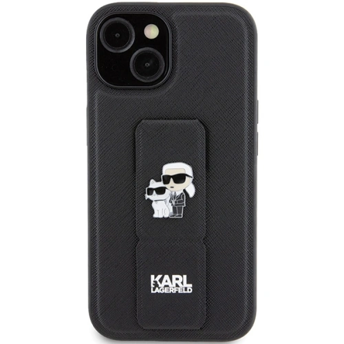 Kup Karl Lagerfeld Husă KLHCP15SGSAKCPK iPhone 15 negru/negru husă Gripstand Saffiano Etui Karl&Choupette Pins - KLD1800 - {ean13} - Sklep Home Screen