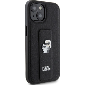 Etui Karl Lagerfeld KLHCP15SGSAKCPK iPhone 15 czarny/black hardcase Gripstand Saffiano Etui Karl&Choupette Pins