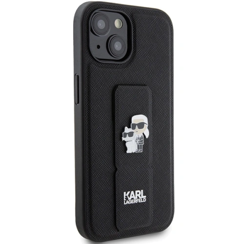 Kup Karl Lagerfeld Husă KLHCP15SGSAKCPK iPhone 15 negru/negru husă Gripstand Saffiano Etui Karl&Choupette Pins - KLD1800 - {ean13} - Sklep Home Screen