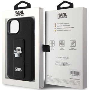 Etui Karl Lagerfeld KLHCP15SGSAKCPK iPhone 15 czarny/black hardcase Gripstand Saffiano Etui Karl&Choupette Pins