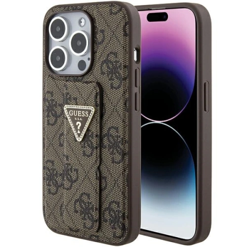 Buy Guess GUHCP15XPGS4TDW iPhone 15 Pro Max brązowy/brown hardcase Grip Stand 4G Triangle Strass - GUE3025 - {ean13} - Home Screen Store Europe